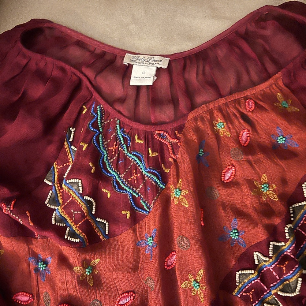Embroidered and Beaded Peasant Top, Lucky Brand